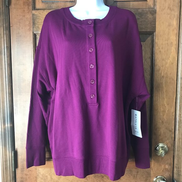 NWT Athleta Purple Balance Henley Sweatshirt X-Large - Picture 1 of 14